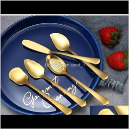 304 Stainless Steel Coffee Cute Ice Dessert Pudding Mixing Gold Color Butter Knife Gzxgw 4Frsz