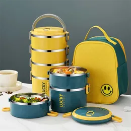 Tuuth Multi Layer Lunch Box do Pracownika Biurowego Duża Pojemność Klasy Spożywczej Ze Stali Nierdzewnej Bento Container School Picnic 211104