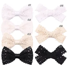 Solid White Black Lace Hair Bow mit Clips für Mädchen Bögen Haarnadeln Kinder Mädchen Geburtstag Party Geschenke Haarschmuck