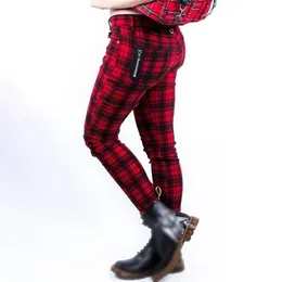 Spodnie w kratę Kobiety Moda Gothic Punk Style High Waist Zipper Casual Streetwear Plus Size Damskie Spodnie 211115