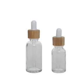 2 oz Glas-Tropfflasche, Tinkturflaschen, Bambus-Holzdeckel für ätherische Öle, 15 ml, 30 ml, Kosmetikbehälter