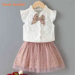 키즈 소녀 드레스 여름 여자 활 - 매듭 캐주얼 귀여운 티셔츠와 표범 어린이 의류 3 7Y 210429