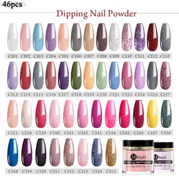 MTSSII 20/46 STÜCKE Tauchen Acryl Glitter Pigment Puder Farbe Dip Staub Big Set Nagel Salon Maniküre Aufkleber