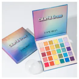 Wodoodporna długotrwały Handaiyan 30 Kolory Makeup Eyeshadow Matte Shimmer Eye Pressed Proszek Paleta Rainbow Dla Kobiet Piękno Łatwe Noszenie DHL Free Cosmetics