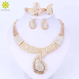 Fina afrikanska pärlor smycken uppsättning för kvinnor party tillbehör vintage jewely set mode indisk guld färg nigerianska bröllop h1022
