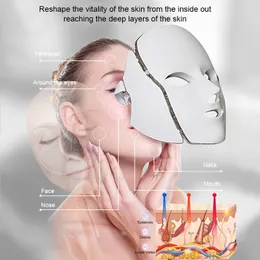 LED Facial Mask Therapy Therapy 7 Cor Rejuvenescimento Ph Photon Máscara Cuidados de Pele Anti Envelhecimento Apertação de Pele Enráculos para face