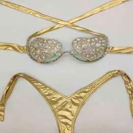 Women Swimodwear 2022 Wakacje seksowne kobiety bikini set Diamond Bling Stones Kąpiec Kącik Rhinestone Beach Biquini A3