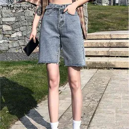 Kobiety Lato Solidne Dżinsowe Spodnie Plus Rozmiar Wysokiej Talii Szorty Moda Jean Streetwear Black Beige Sky Blue Gray 10422 210518