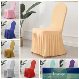 24 färger bröllop spandex stol täcke med kjol pläterad ruffled elastisk stretch fest hotel bankett dekoration