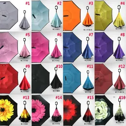 NEWReverse Folding Umbrella 30 Patterns Sunny Rainy Inverted Umbrellas With C-Hook Handle EWF7838