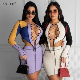 Tracksuit Women Two Piece Crop Top and Skirt Set Office Suit Kvinna Sexig Club Outfits Ladies Kläder Homewear S0A3688X 210712