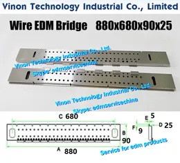 VS33 Drahterodierbrückenteile L=880x680x90x25+5Lmm, Präzisions-Drahterodierbrücke 880mm lang (Edelstahl). Rostfreie Edm-Jig-Tools-Brücke