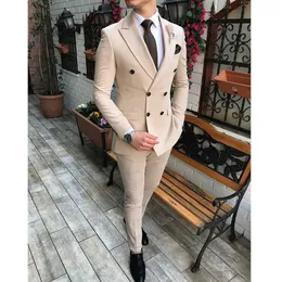 Erkekler Takım Elbise 2 Parça Kruvaze Düzenli Fit Çentik Yaka Katı Balo Smokin Düğün (Blazer + Pantolon) X0909