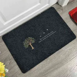Black Entrance Doormat TPR Rubber Bathroom Kitchen Area Rugs Non-Slip Welcome Mat Mud-removing Sand-stripping Plant Floor Carpet 211109