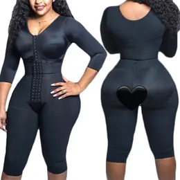 Full Body Support Arm Compression Shrink Your Waist With Built In Bra Corset Minceur Slimming Sheath Woman Flat Belly Shape 211230
