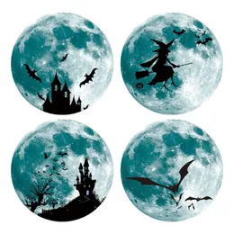 Naklejki Ścienne 30 cm Halloween Luminous Full Moon Witch Dynia Glow Samoprzylepna Dekoracja pokoju