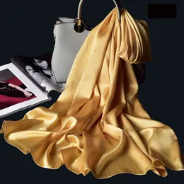 100% Real Women Bufanda,Hangzhou Shawls,Wraps for Lady Solid Neckerchief Natural Silk Satin Scarf