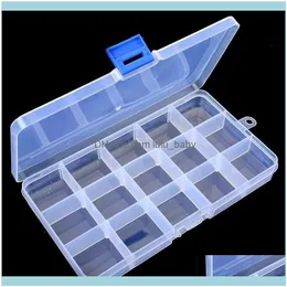 Förpackningsdisplay juvelransparent 15Grid Storage Box Organizer Case Cajas Organizadora Lagring av plast smycken pärlor skruvorganisationador