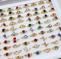 luxurious Colorful zircon crystal ring Mixed orders Lady/girl Fashion jewelry Alloy gold mix style