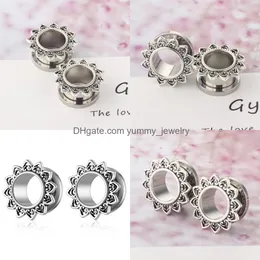 Plugs túneis túneis de carne de ouvido túnel pierce yummyjewelry comércio exterior moda moda expansion hollow steel aço pley auricle humano pu jllbts