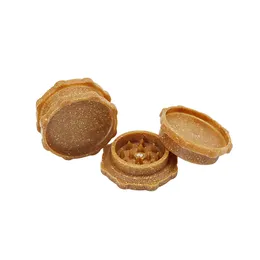 Brown Biodegradable Smoking Plastic 51 MM Diameter 2 Layers Acrylic Grinder With Shape Teeth Magnetic Lid Wholesale