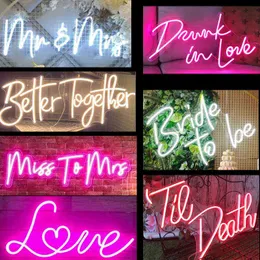 Custom Led Mr and Mrs Bride To Be Neon Light Sign Wedding Decoration Bedroom Home Wall Decor Marriage Party Decorative G0911