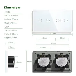 Wifi Curtain Switch Smart Sensor Touch Switch Wireless Smart 1/2/3Gang 1/2/3 way Touch Light Switches App Control