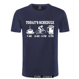 Męskie Koszulki Koszulki Śmieszne Cykl Koszulka Harmonogram jazdy na rowerze Harmonogram Tee 100% bawełniane marki Koszulki 210706