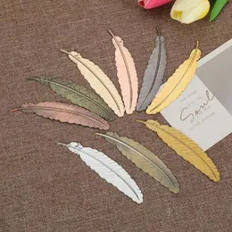 Fashion Retro Craft Metal Feather Bookmarks Document Book Mark Label Students Stationery Golden Silver Rose Gold Bookmark Office School Supplies
