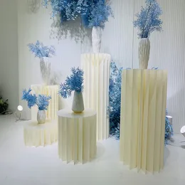 White Wedding Decoration Paper Folding Cylinder Pedestal Rack Pillars For Party Backdrops Walkway Cake Table Stand Columns