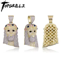 TopGrillz Hip Hop Jezus Naszyjnik Wysokiej Jakości Miedź Pozłacane Iced Out Micro Pave Cubic Cyrkonia Punk Style Biżuteria X0509