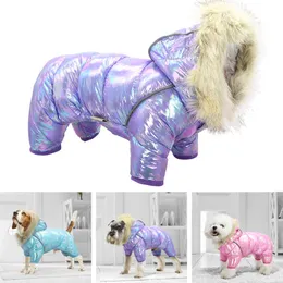 Winter Dog Clothes Warm Hund Coat Luxury Fur Hoodies Vattentät För Små Medium Dogs Vindskyddad Reflekterande Pet Puppy Kläder 211007