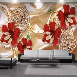 3D Blumen Tapete Tapeten Luxus Diamant Rote Blume Wandbild Heimwerker Wohnzimmer Schlafzimmer Küche Malerei Tapeten