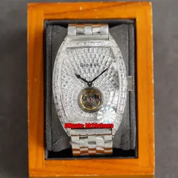 Relógios de luxo RRF Cintrée Curvex 8880 Baguette Diamond Tourbillon Mecânica Mecânica Automática Assista Pavé Diamantes Disca Inoxidável Pulseira de Aço Inoxidores Gents relógios de pulso