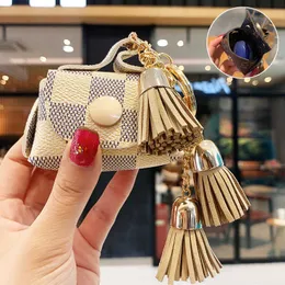 2021 Classic Design PU Leather Keychain For Women Plaid Pattern Purse Bag Pendant Jewelry Car Key Ring Holder Gift Chaveiro G1019