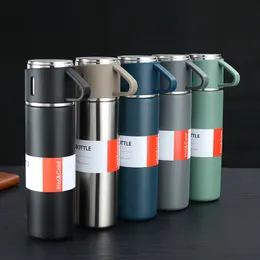 500 ml Thermos-Wasserflasche mit Tassen, vakuumisolierte Kaffeetasse für Geschäftsreisen und Reisen, hält 24 Stunden lang warm/kalt