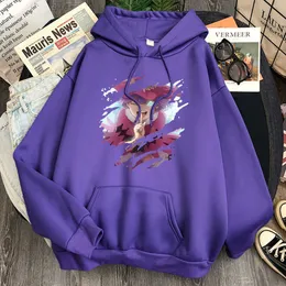 Czarny Koniczyna Anime Charakter Drukuj Bluzy Człowiek Fleece Luźne Harajuku Pulower Z Kapturem Mężczyzna Vintage Hoody Top Anime Hip Hop Hoodie H0909