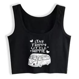 Crop Top Women Stay Trippy Little Hippie Gifts For Hippie Vintage Harajuku Tank Top Women Comic Women Clothes X0507