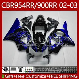 BodyWork Kit for Honda CBR900 CBR954 RR CBR 954 900 RR CC 2002-2003 BODY 61NO.5 BLUE FLAMES CBR954RR CBR 900RR 954RR 900CC 02 03 CBR900RR CBR954-RR 2002 2003フェアリング
