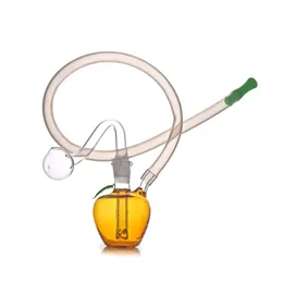 Apple shape Mini Glass Oil Burner Bong Water Pipes with Thick Hookah Pyrex Recycler Hand Dab Bongs for Smoking with glass oil burner pipe