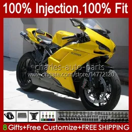 Injection Bodys For DUCATI 1198R 848 1098 1198 S R 2007 2008 2009 2010 2011 2012 18No.66 Bodywork 848S 1098S 1198S 848R 1098R 07 08 09 10 11 12 OEM Fairing Kit Gloss Yellow