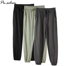 Koreański Styl Spodnie dresowe Damskie Spodnie Green Dark Grey Black Plus Size XXL 3XL 4XL 5XL 6XL 7XL Autumn Spring Baggy Joggers Spodnie Q0801