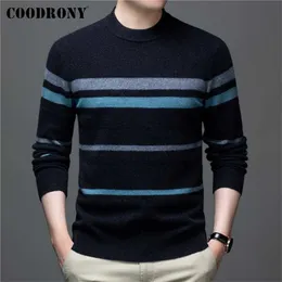 Coodrony Brand Höst Vinter Tjock Varm tröja 100% Ren Merino Woolen Pullover Män Soft Cashmere Knitwear O-Neck Jersey C3113 211221