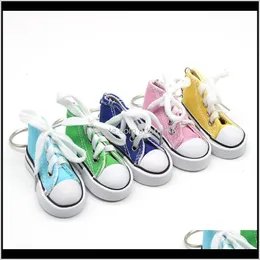 Keychains Fashion Aessories Drop Delivery 2021 Trendy Wholesale 3D Sneaker Keychain Colorful Simulation Canvas Shoes Key Ring Dolls Aessories