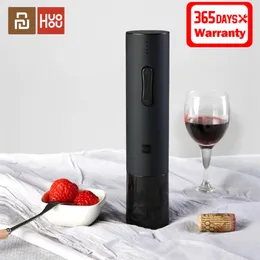 Huohou Automatyczne Otwieracz do butelek Czerwony Korek Korek Decankter Elektryczny Corkscrew Foil Cork Out Tool 210817