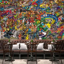 Tapety Collage Sports Na Cegła Ściana Graffiti Dekoracja Przemysłowa Tapeta Bar KTV Tło Papierowy Mural Papel de Parede 3D