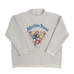 숄더 마틴 마틴 장미 굵은 바늘 니트 풀오버 스타일 당구 인쇄 스웨터