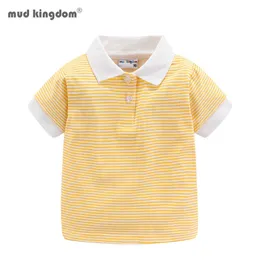 Mudkingdom Boys Girls Striped Shirts Turn-down Collar Adorable Fashion Tops Clothes Cotton Tees Shirt 210615