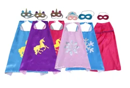 27inch double sided costumes cape for kids with felt mask Satin carton dressing up cosplay capes party favors birthday gifts