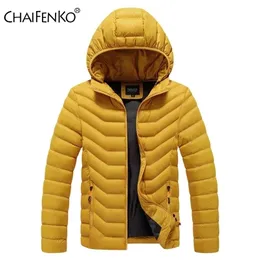 Chaifenko vinter varm casual jacka parkas män höst mode streetwear vindtät tjock hooded smal solid coat 211129